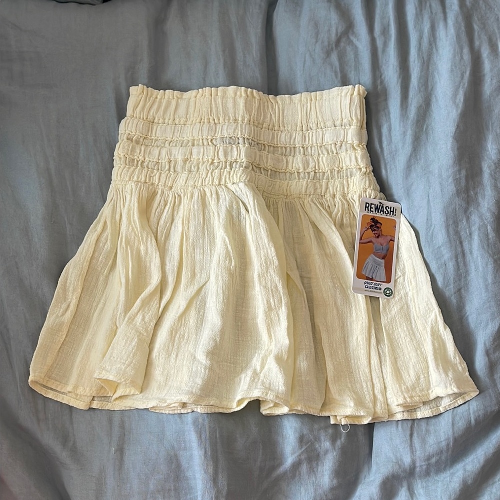 Rewash Butter Yellow Smocked Skirt